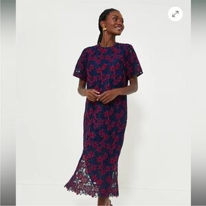 Tuckernuck Navy and Red Lace Dress